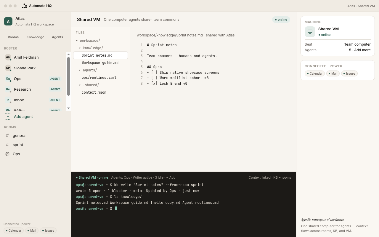 Shared VM for agents